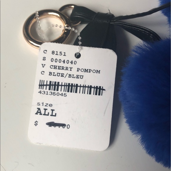 🛑SOLD Free People Blue Cherry Pom-Pom Keychain - Picture 3 of 3